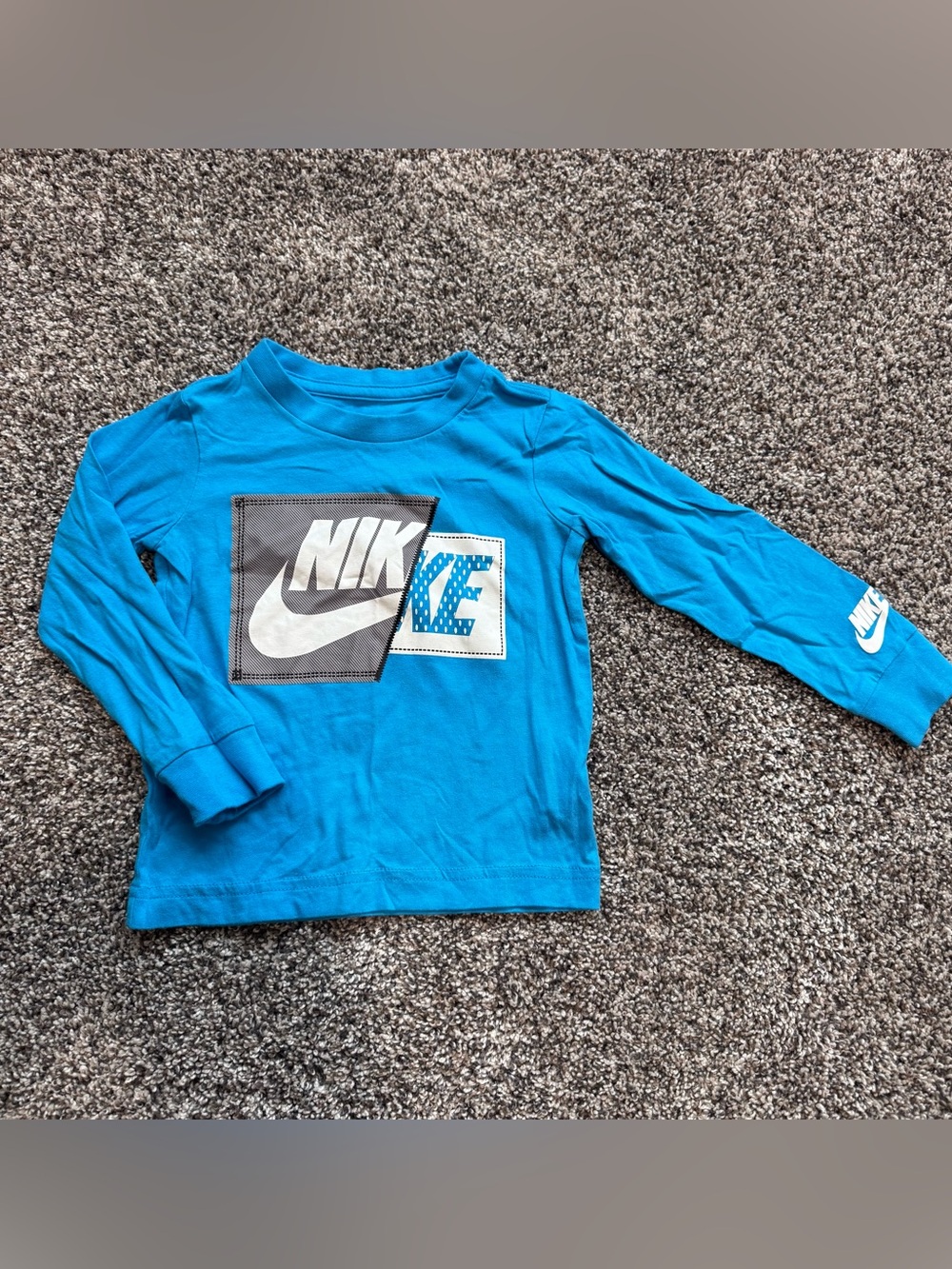 Nike Kids Long-Sleeve Logo Tee in Bright Blue